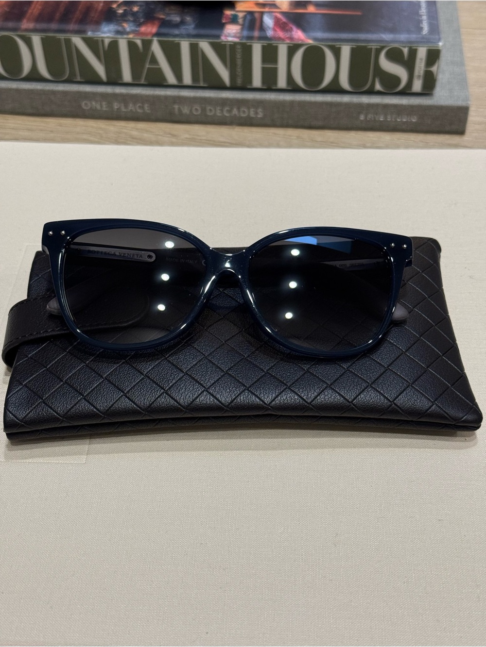 Bottega Veneta BV0044SA 005 Navy Blue Italian Acetate Sunglasses